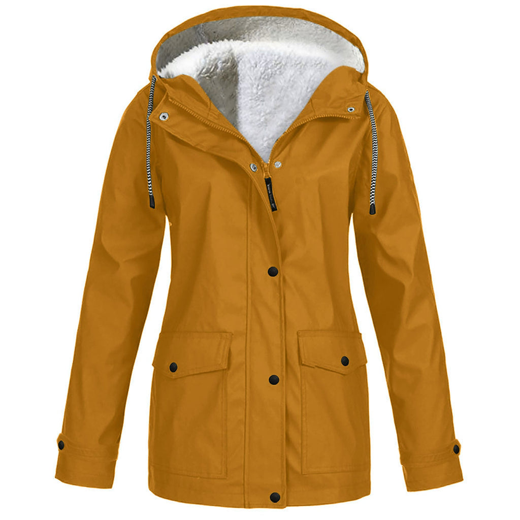 Damenjacke rot tailliert mit Kapuze und weichem Innenfutter - 5 - Atelier-Zofia