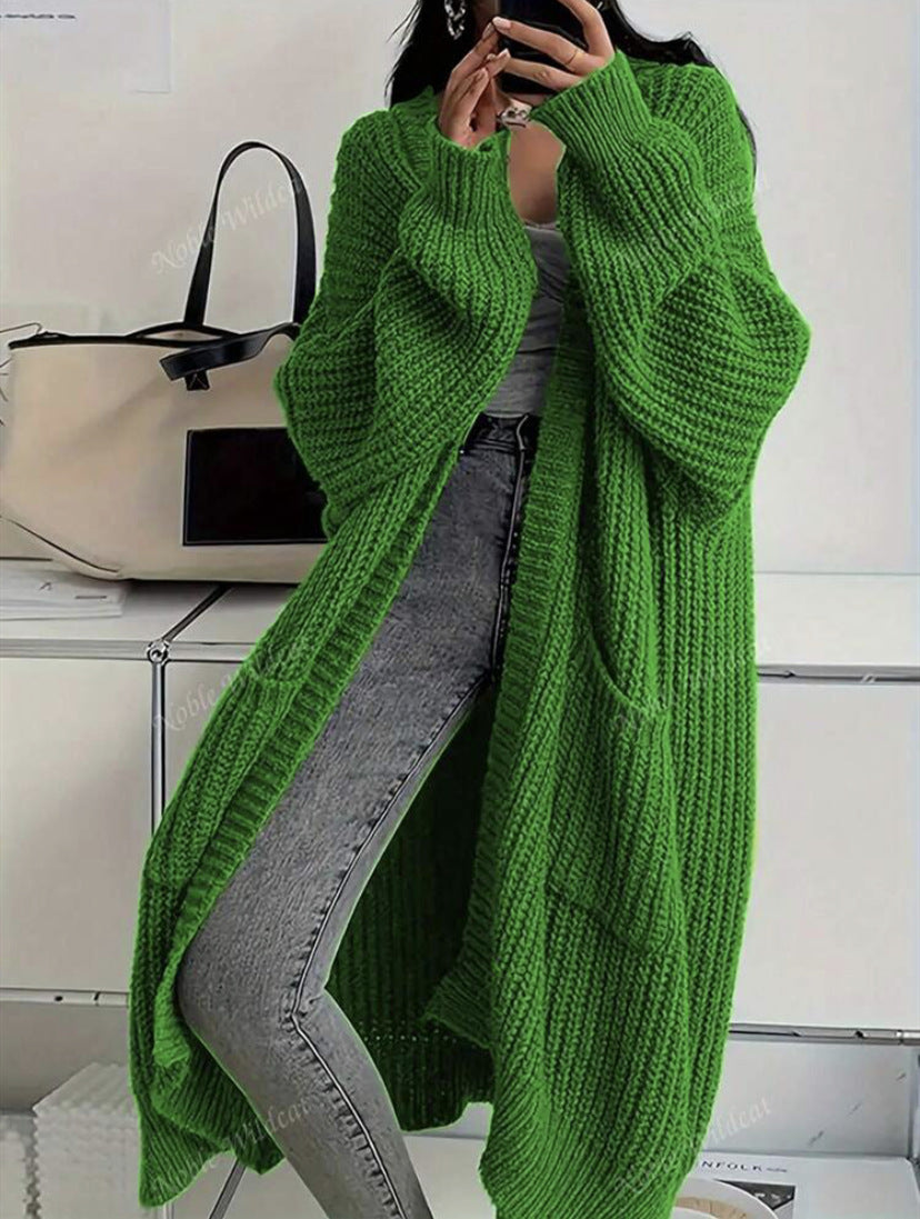 Cardigan Damen rot weit mit praktischen Taschen - 6 - Atelier-Zofia