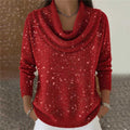 Pullover Damen schwarz mit weitem Wasserfallausschnitt und 3/4-Ärmeln - 4 - Atelier-Zofia