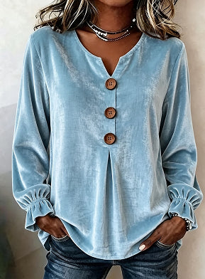 Bluse Damen schwarz tailliert mit Knopfdetails - 5 - Atelier-Zofia