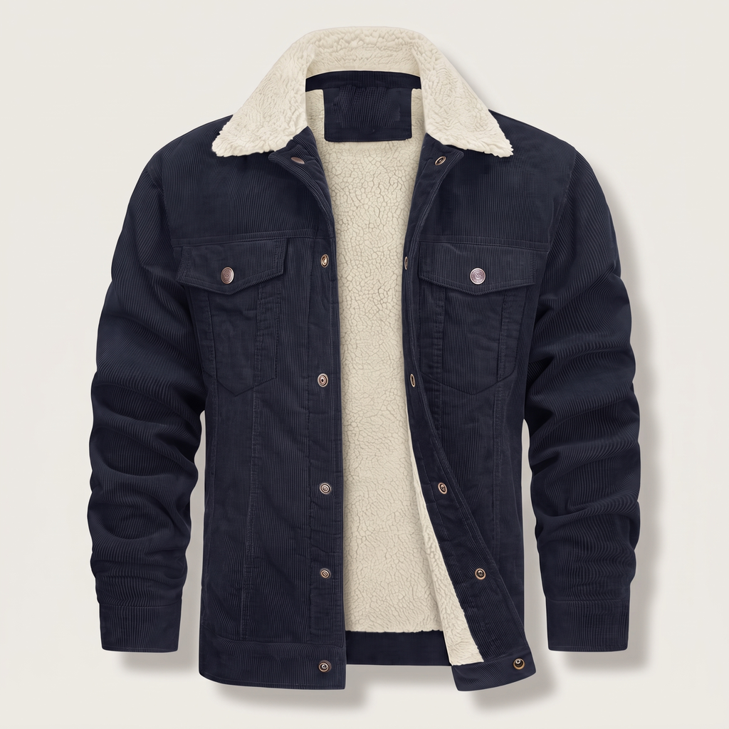 Jacket Herren braun tailliert mit Sherpa-Kragen - 4 - Atelier-Zofia