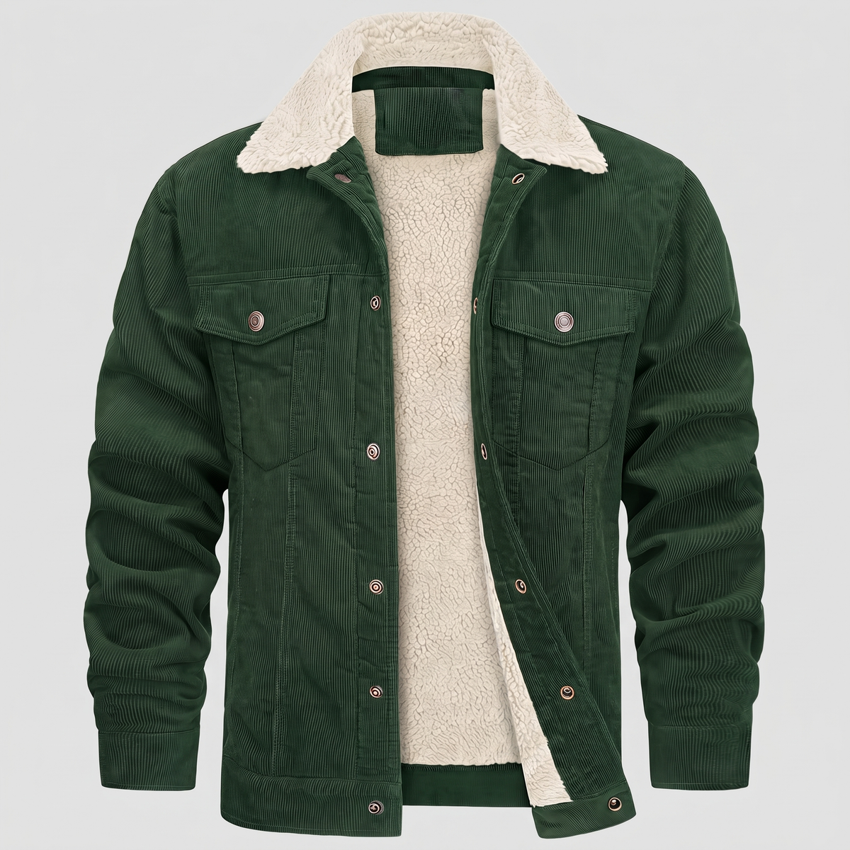 Jacket Herren braun tailliert mit Sherpa-Kragen - 5 - Atelier-Zofia
