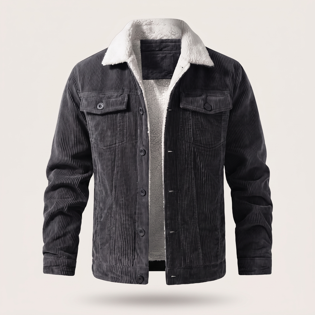 Jacket Herren braun tailliert mit Sherpa-Kragen - 6 - Atelier-Zofia