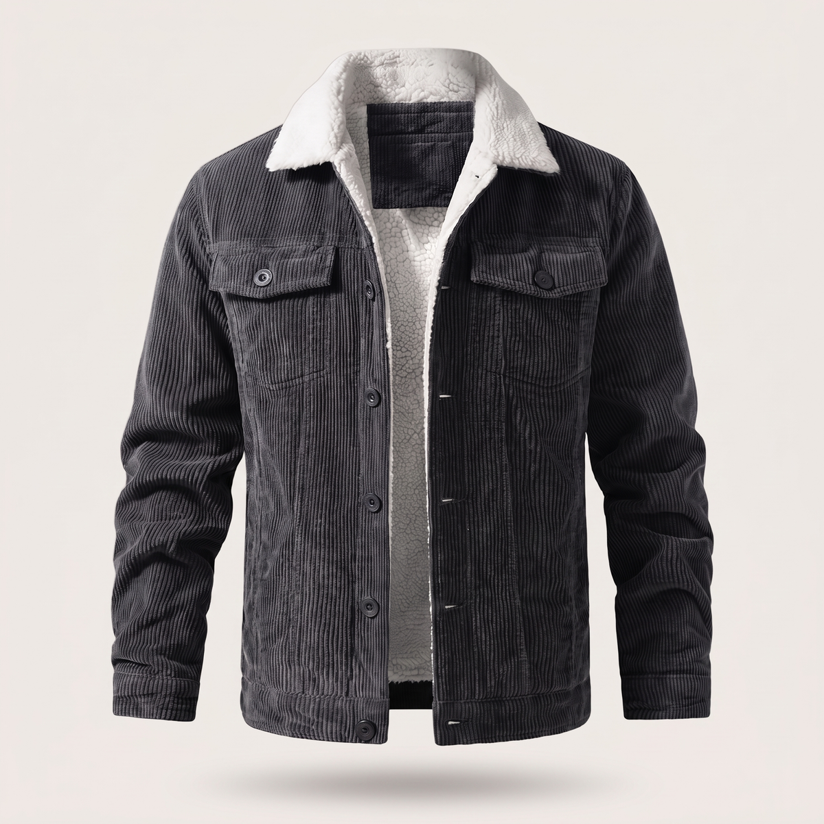 Jacket Herren braun tailliert mit Sherpa-Kragen - 6 - Atelier-Zofia