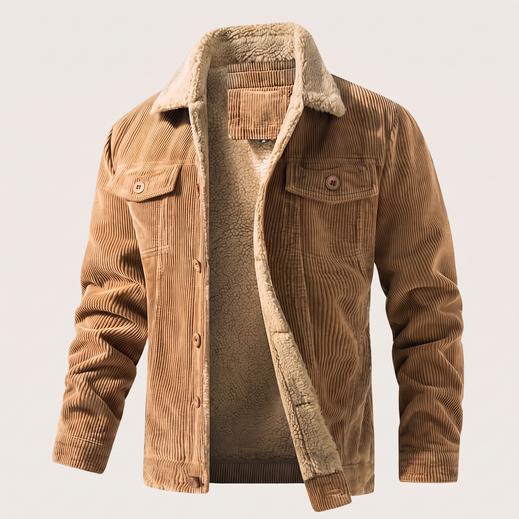 Jacket Herren braun tailliert mit Sherpa-Kragen - 7 - Atelier-Zofia