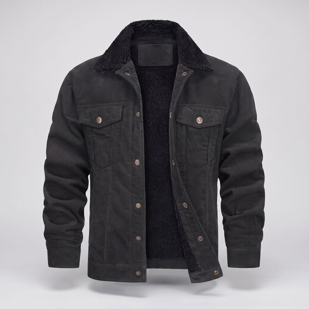 Jacket Herren braun tailliert mit Sherpa-Kragen - 9 - Atelier-Zofia