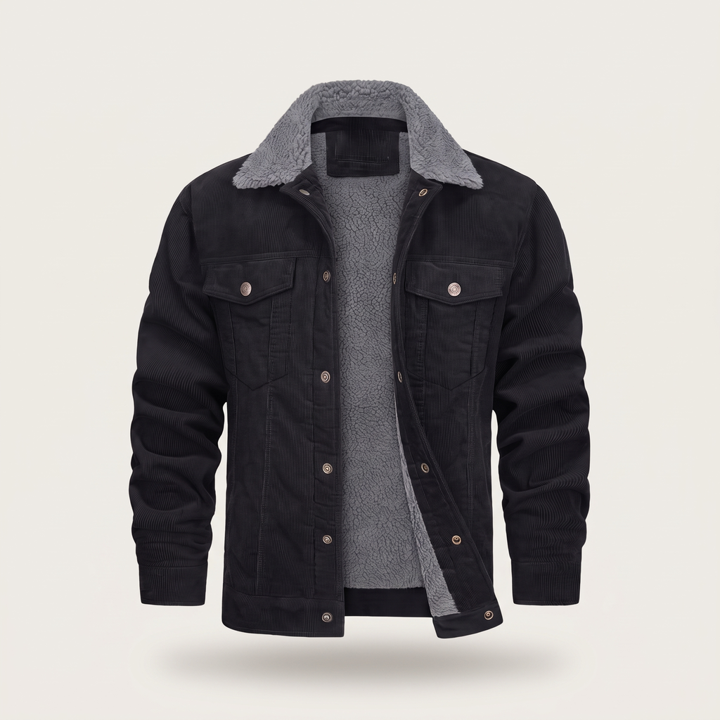 Jacket Herren braun tailliert mit Sherpa-Kragen - 11 - Atelier-Zofia