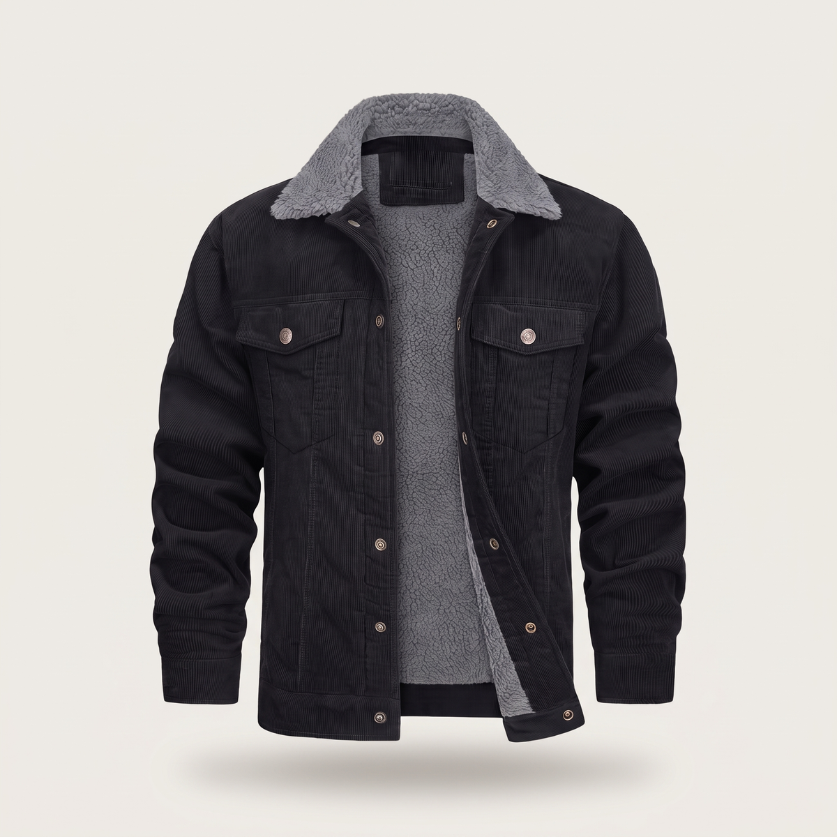 Jacket Herren braun tailliert mit Sherpa-Kragen - 11 - Atelier-Zofia
