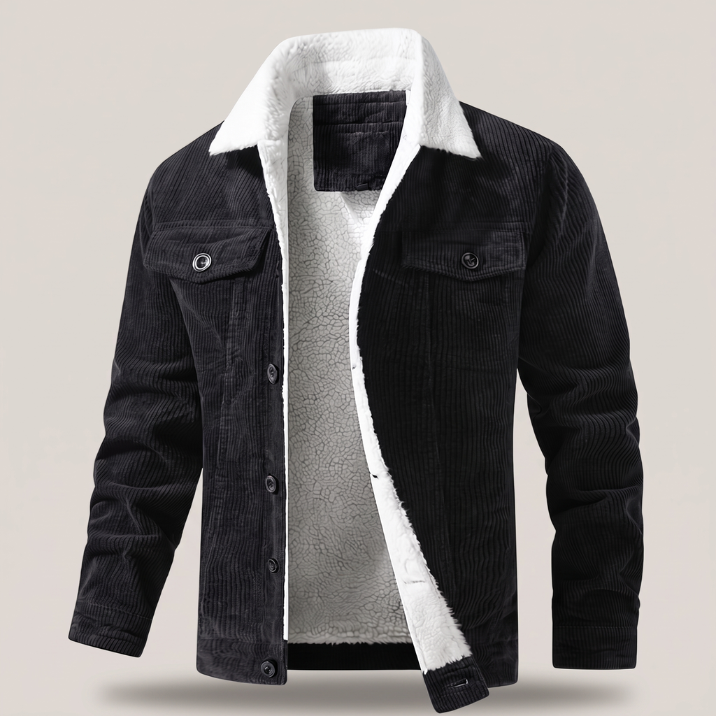 Jacket Herren braun tailliert mit Sherpa-Kragen - 12 - Atelier-Zofia