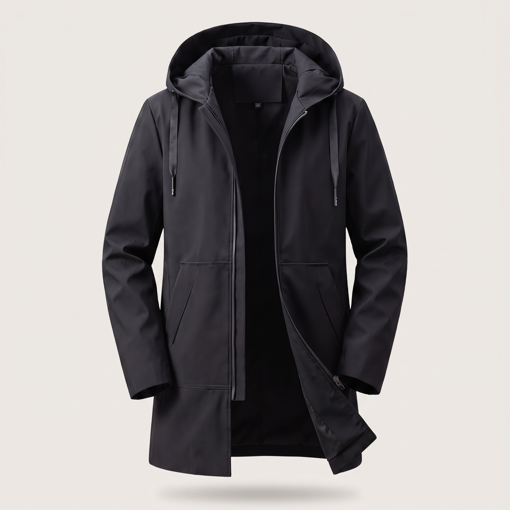 Jacket Herren blau mit praktischen Taschen und Kapuze - 4 - Atelier-Zofia
