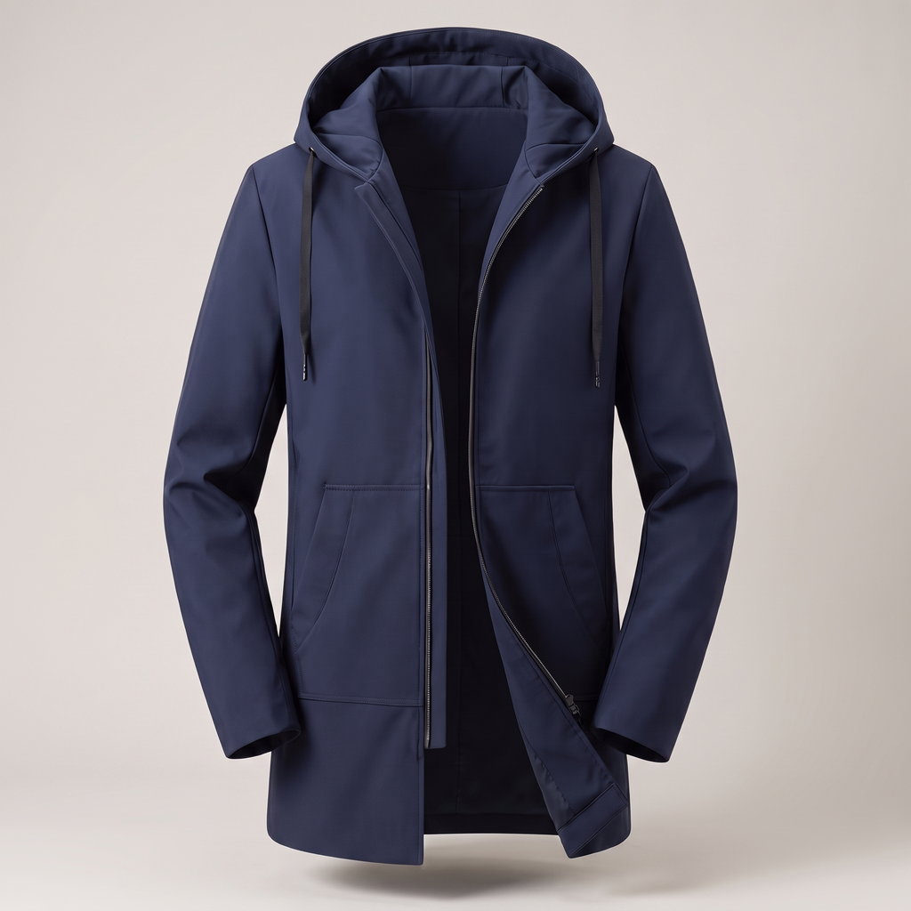 Jacket Herren blau mit praktischen Taschen und Kapuze - 5 - Atelier-Zofia