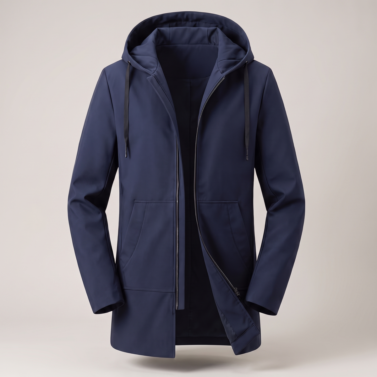 Jacket Herren blau mit praktischen Taschen und Kapuze - 5 - Atelier-Zofia