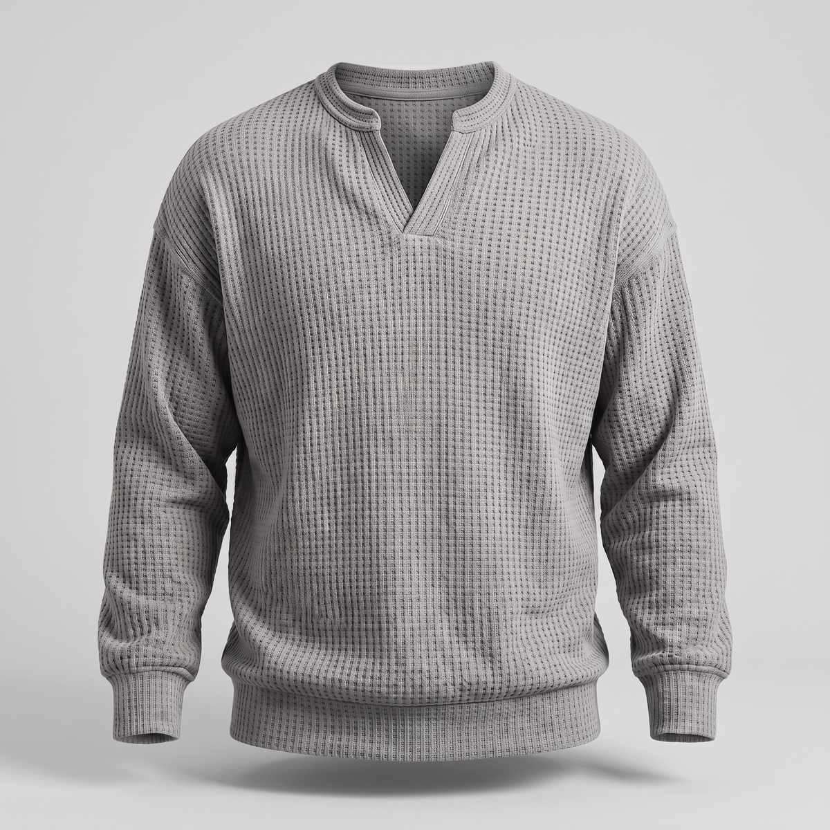Sweater Herren blau mit V-Ausschnitt und strukturiertem Design - 4 - Atelier-Zofia