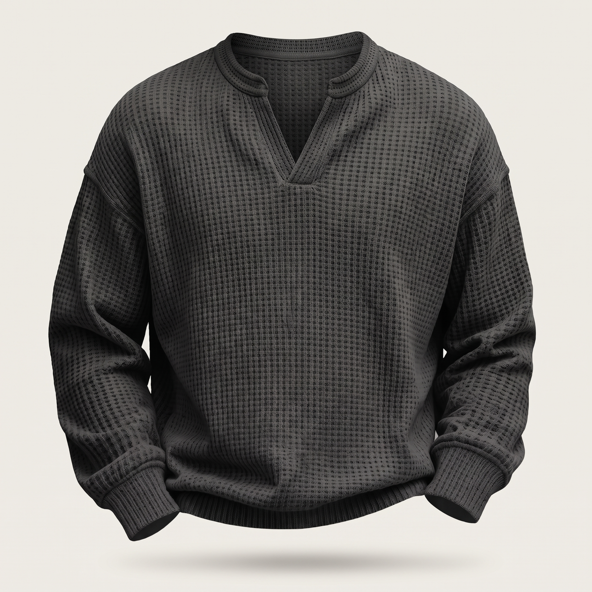 Sweater Herren blau mit V-Ausschnitt und strukturiertem Design - 5 - Atelier-Zofia