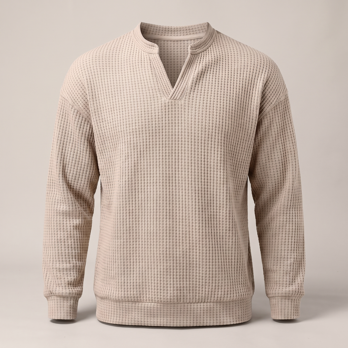 Sweater Herren blau mit V-Ausschnitt und strukturiertem Design - 9 - Atelier-Zofia
