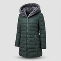 Winterjacke Damen schwarz tailliert mit Kapuze und Fleece-Futter - 3 - Atelier-Zofia
