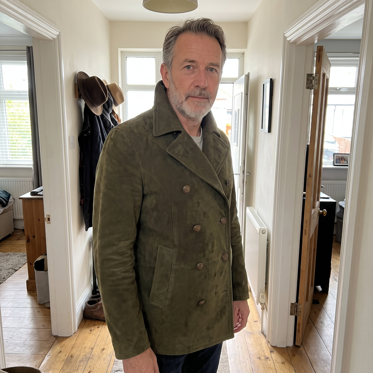 Jacke Herren braun tailliert mit doppelter Knopfzeile - 2 - Atelier-Zofia