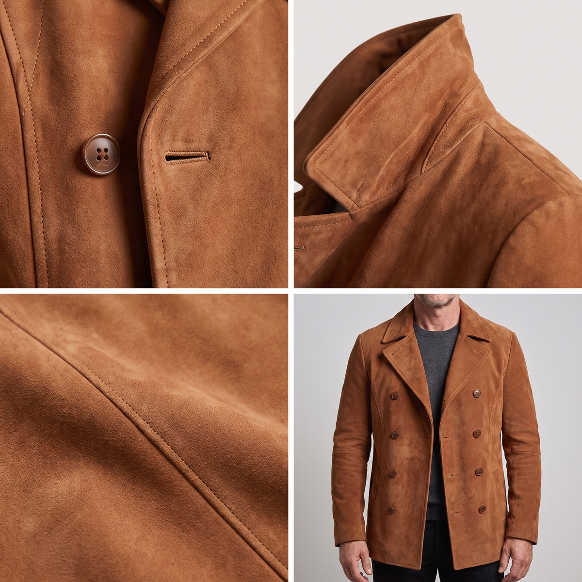Jacke Herren braun tailliert mit doppelter Knopfzeile - 7 - Atelier-Zofia