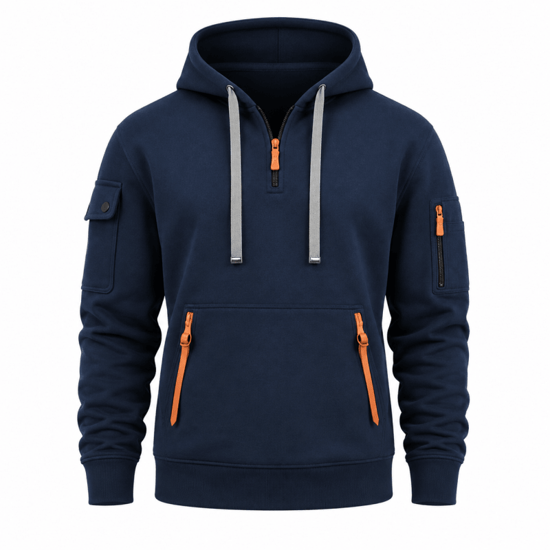 Hoodie Herren grau mit praktischen Taschen und Kapuze - 2 - Atelier-Zofia