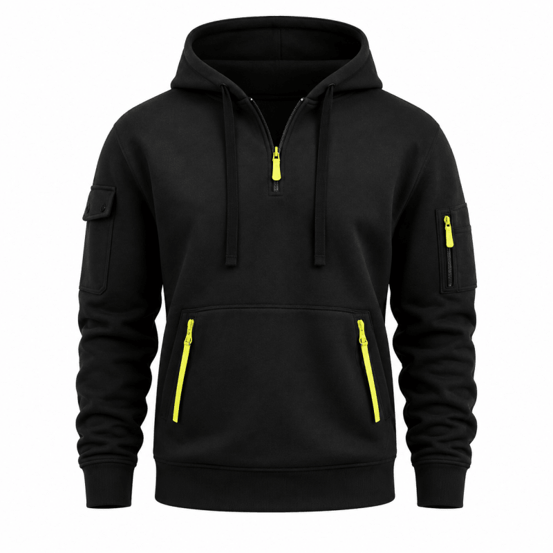 Hoodie Herren grau mit praktischen Taschen und Kapuze - 6 - Atelier-Zofia