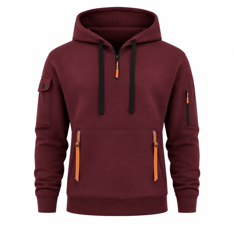 Hoodie Herren grau mit praktischen Taschen und Kapuze - 7 - Atelier-Zofia