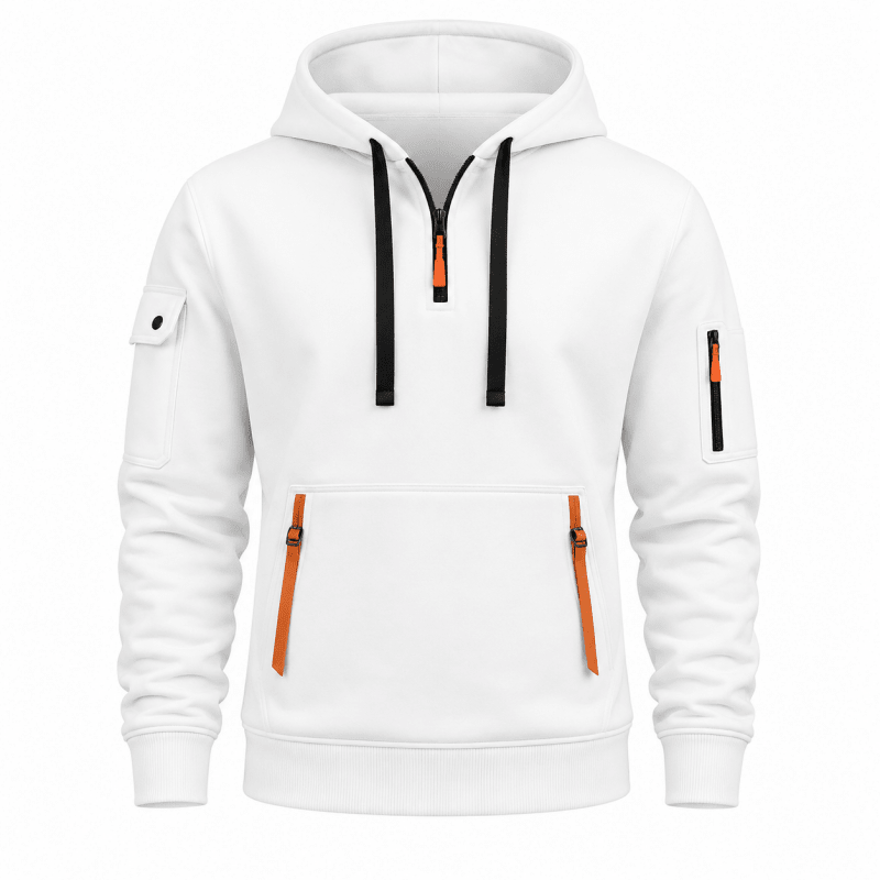 Hoodie Herren grau mit praktischen Taschen und Kapuze - 8 - Atelier-Zofia