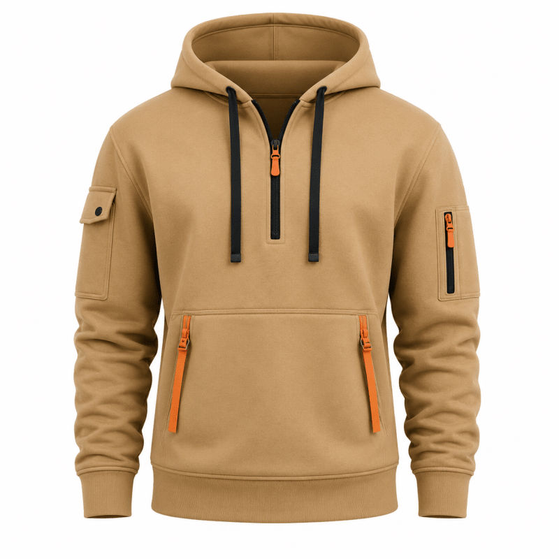 Hoodie Herren grau mit praktischen Taschen und Kapuze - 11 - Atelier-Zofia
