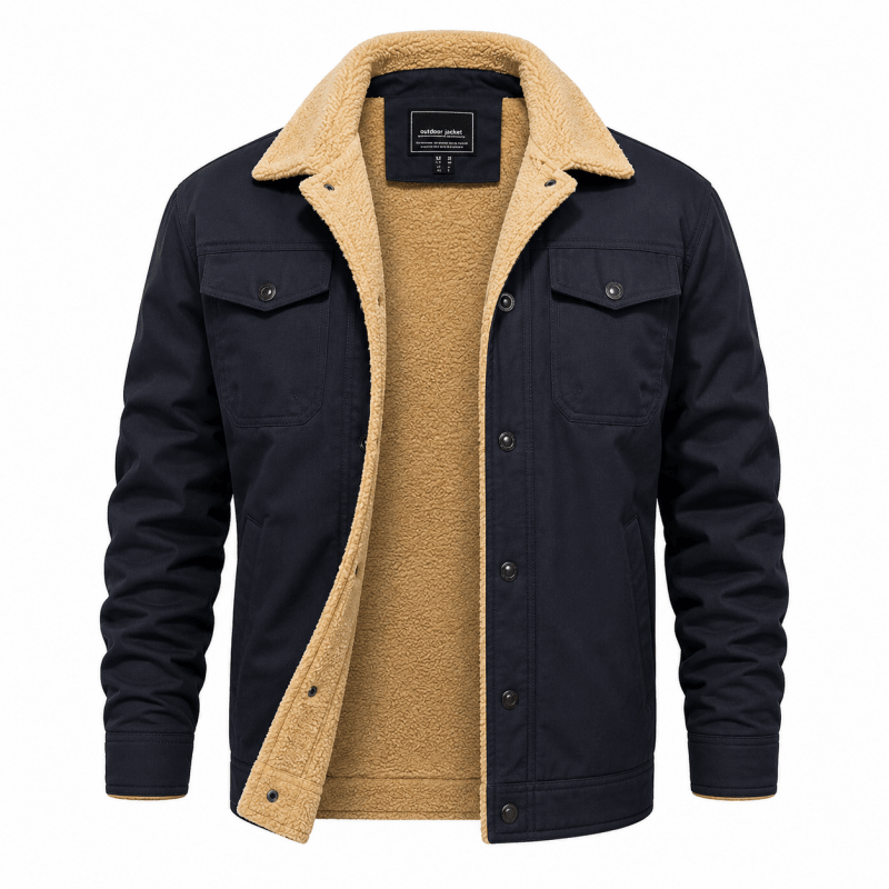 Herrenjacke schwarz tailliert mit Fleece-Futter und Taschen - 7 - Atelier-Zofia