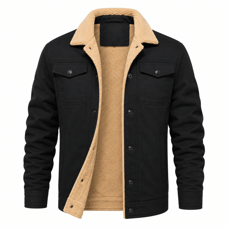 Herrenjacke schwarz tailliert mit Fleece-Futter und Taschen - 9 - Atelier-Zofia
