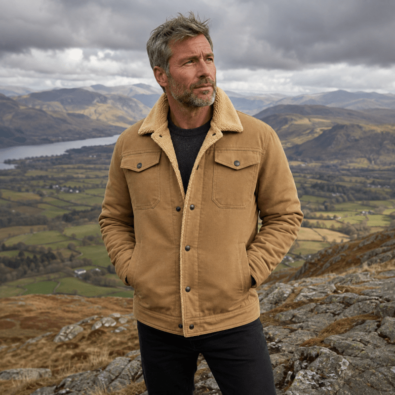 Herrenjacke schwarz tailliert mit Fleece-Futter und Taschen - 10 - Atelier-Zofia