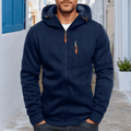 Hoodie Herren blau mit praktischen Taschen und Kapuze - 1 - Atelier-Zofia