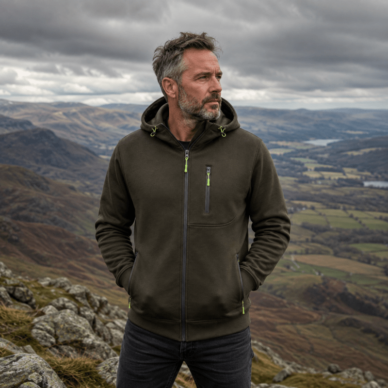 Hoodie Herren blau mit praktischen Taschen und Kapuze - 5 - Atelier-Zofia