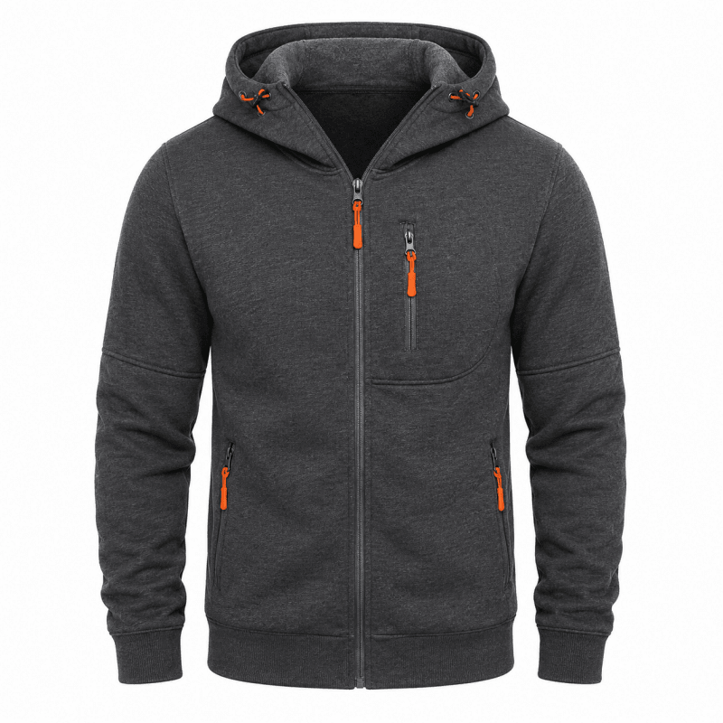 Hoodie Herren blau mit praktischen Taschen und Kapuze - 6 - Atelier-Zofia