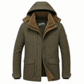 Jacke Herren grün tailliert mit Kapuze und praktischen Taschen - 1 - Atelier-Zofia