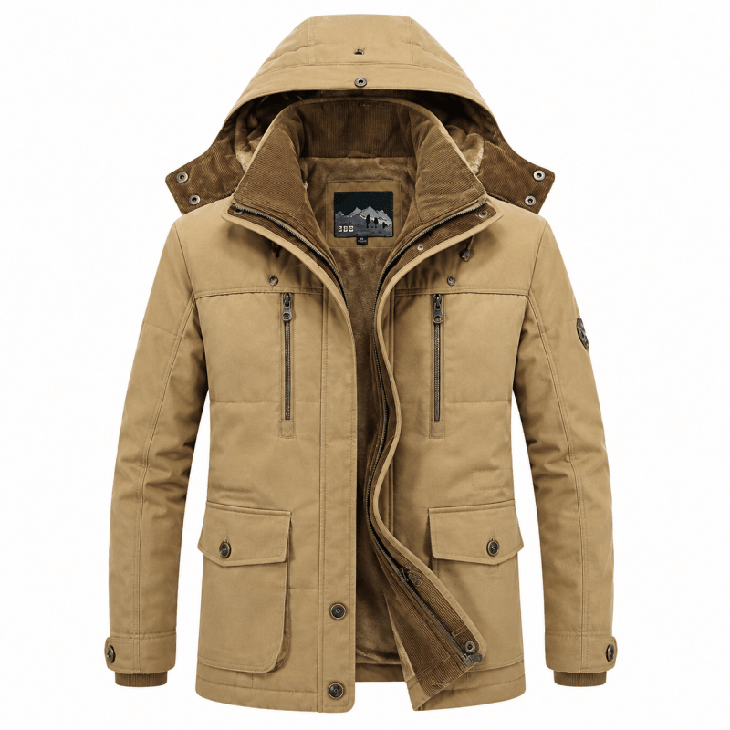 Jacke Herren grün tailliert mit Kapuze und praktischen Taschen - 3 - Atelier-Zofia