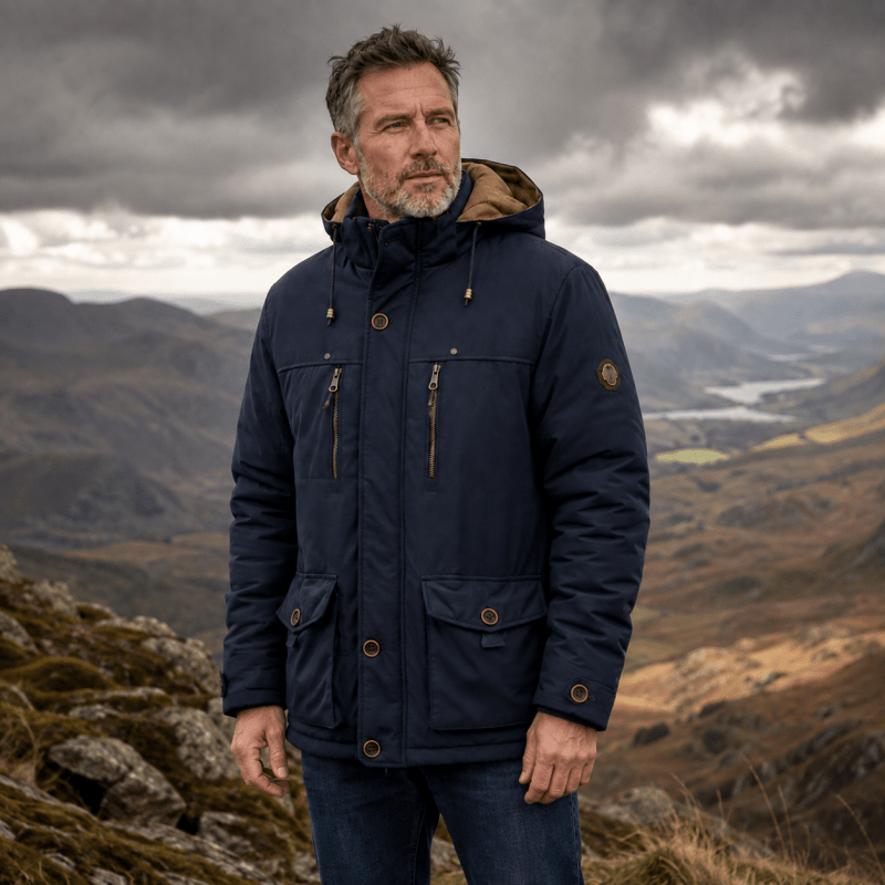 Jacke Herren grün tailliert mit Kapuze und praktischen Taschen - 5 - Atelier-Zofia