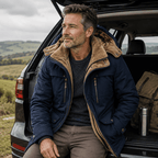 Jacke Herren grün tailliert mit Kapuze und praktischen Taschen - 9 - Atelier-Zofia