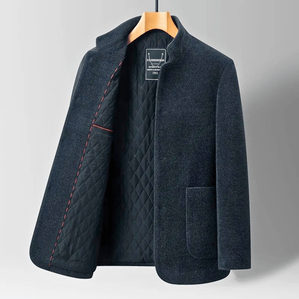 Jacke Damen grau tailliert mit Stehkragen und praktischen Taschen - 1 - Atelier-Zofia