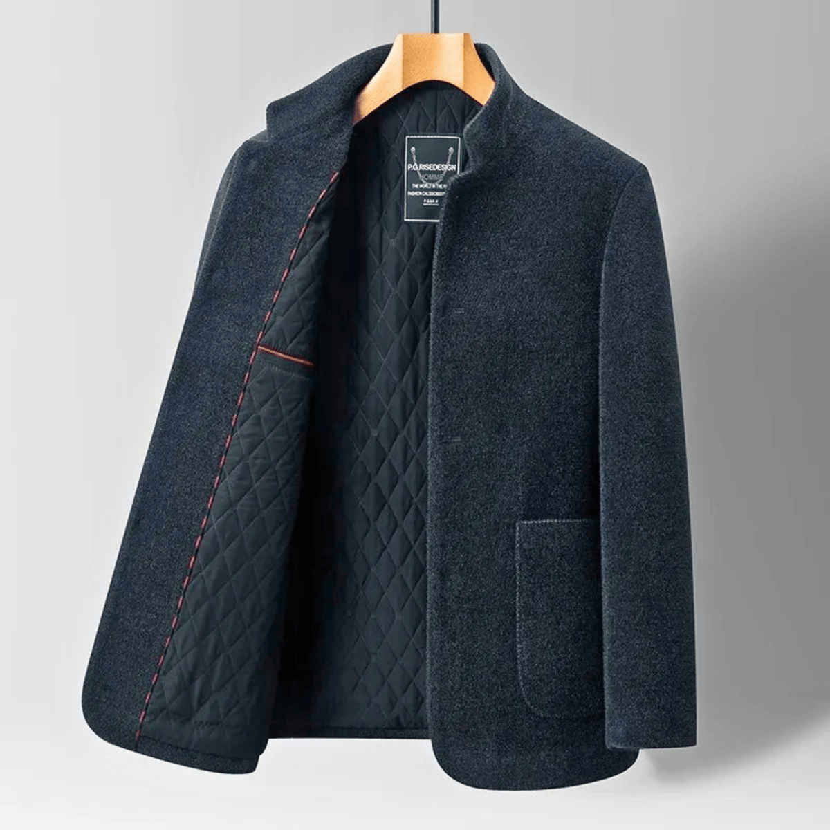Jacke Damen grau tailliert mit Stehkragen und praktischen Taschen - 1 - Atelier-Zofia