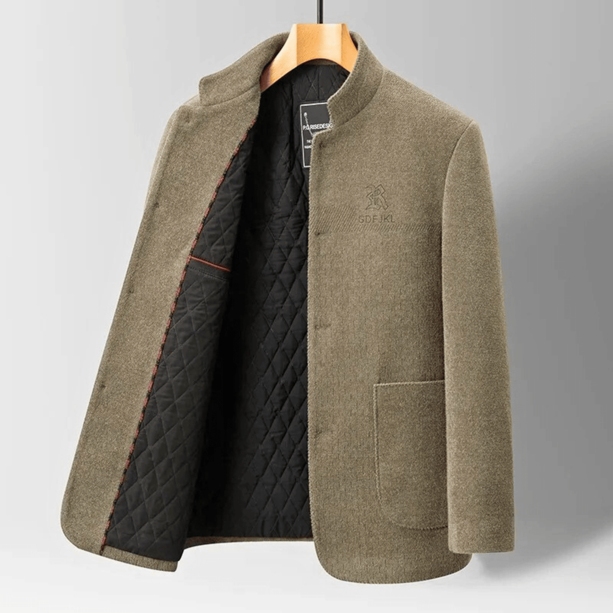 Jacke Damen grau tailliert mit Stehkragen und praktischen Taschen - 3 - Atelier-Zofia