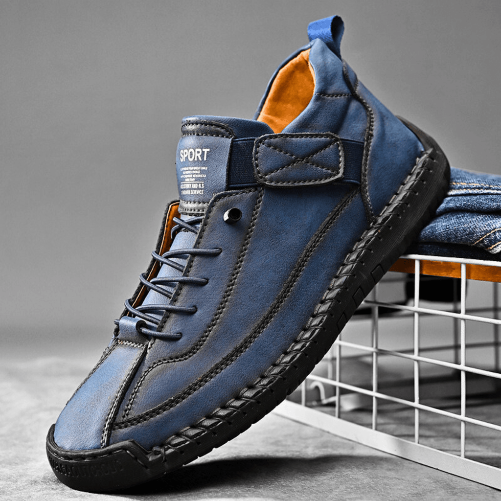 Casual Schuhe Herren schwarz mit Klettverschluss und Schnürung - 4 - Atelier-Zofia