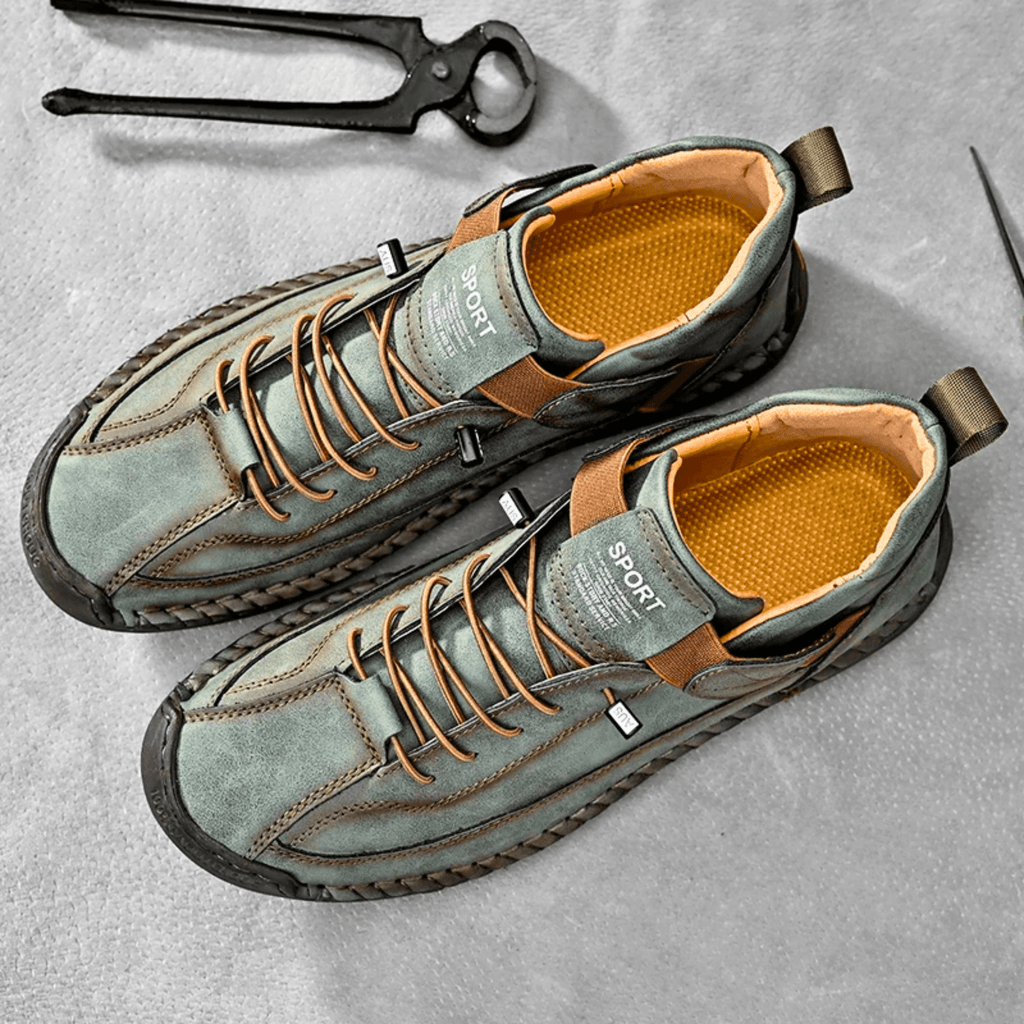 Casual Schuhe Herren schwarz mit Klettverschluss und Schnürung - 6 - Atelier-Zofia