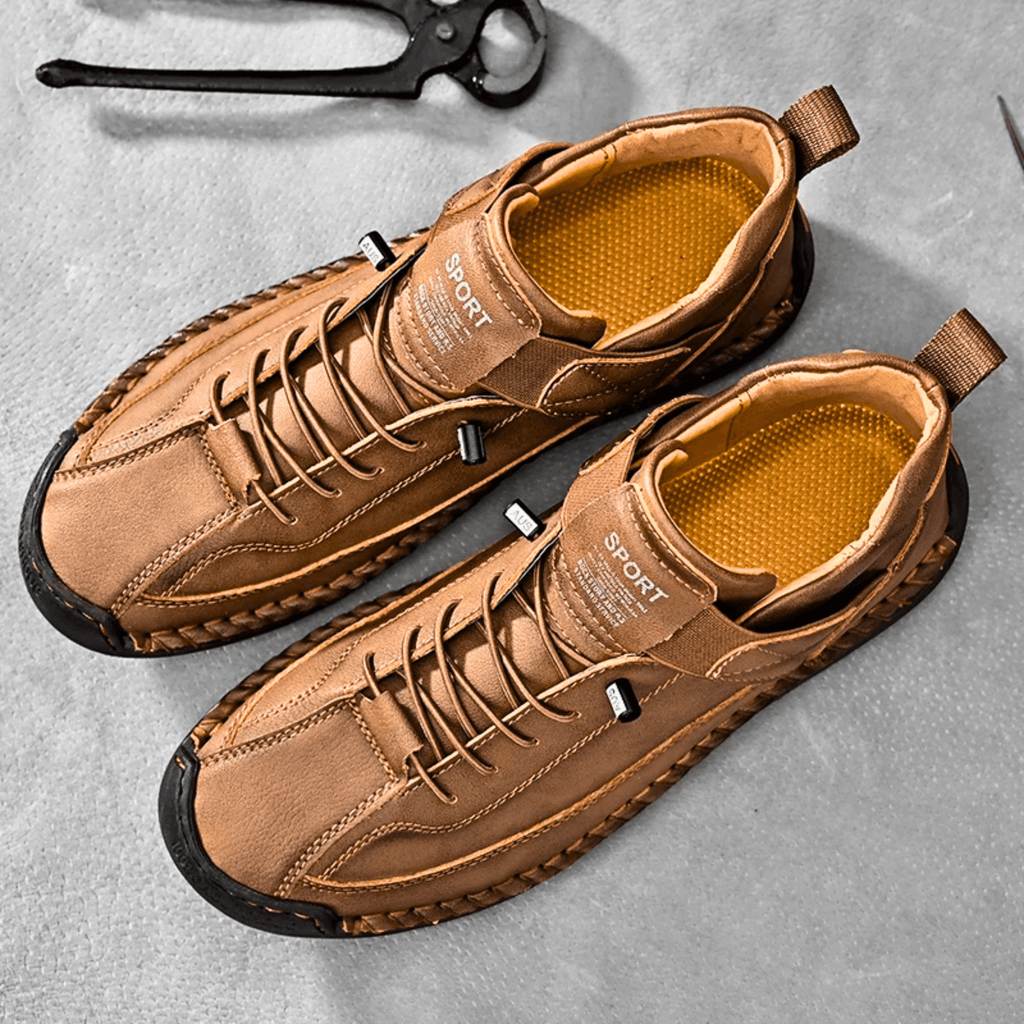 Casual Schuhe Herren schwarz mit Klettverschluss und Schnürung - 8 - Atelier-Zofia