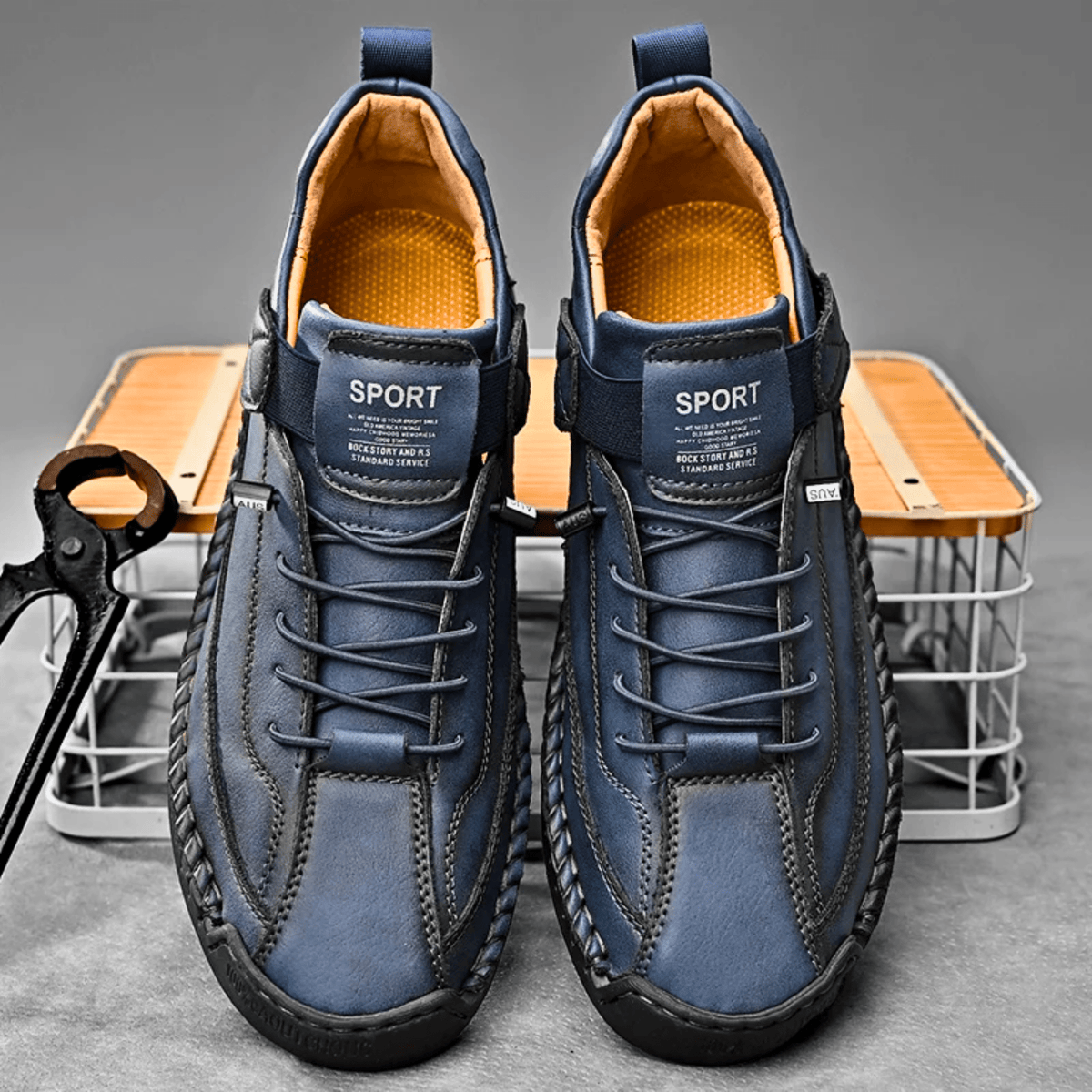 Casual Schuhe Herren schwarz mit Klettverschluss und Schnürung - 11 - Atelier-Zofia