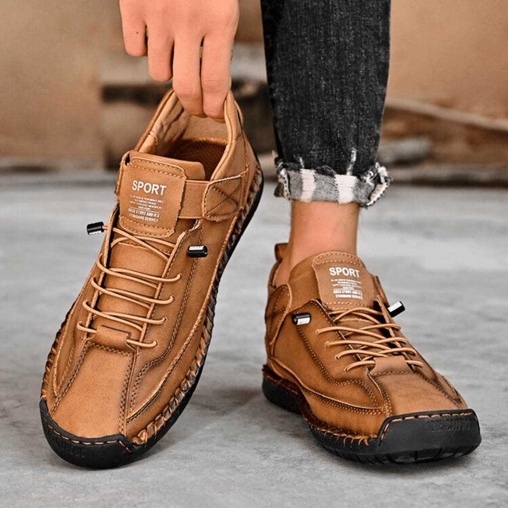 Casual Schuhe Herren schwarz mit Klettverschluss und Schnürung - 15 - Atelier-Zofia