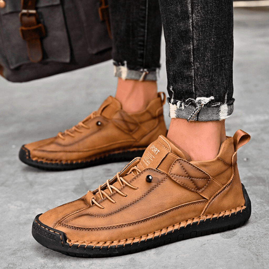 Casual Schuhe Herren schwarz mit Klettverschluss und Schnürung - 16 - Atelier-Zofia