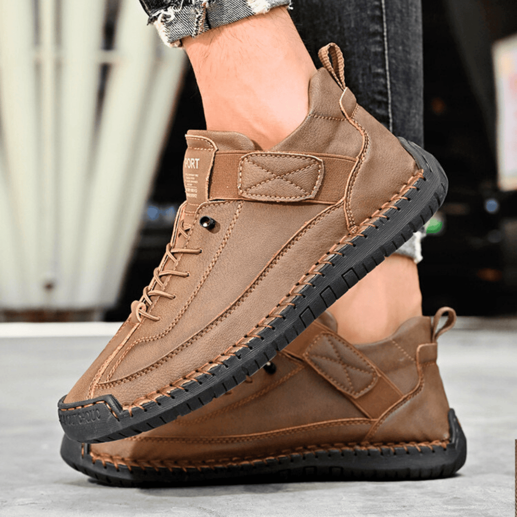 Casual Schuhe Herren schwarz mit Klettverschluss und Schnürung - 19 - Atelier-Zofia