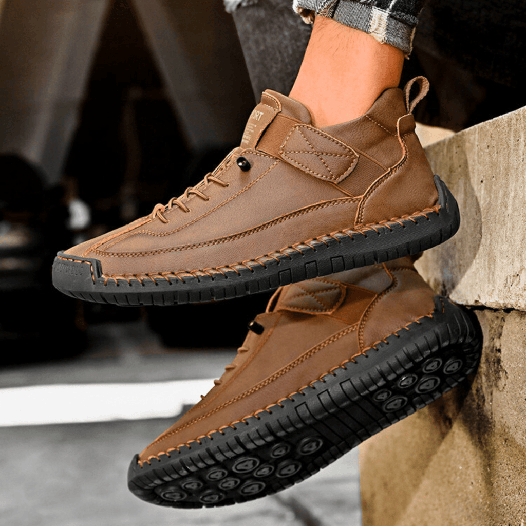 Casual Schuhe Herren schwarz mit Klettverschluss und Schnürung - 21 - Atelier-Zofia