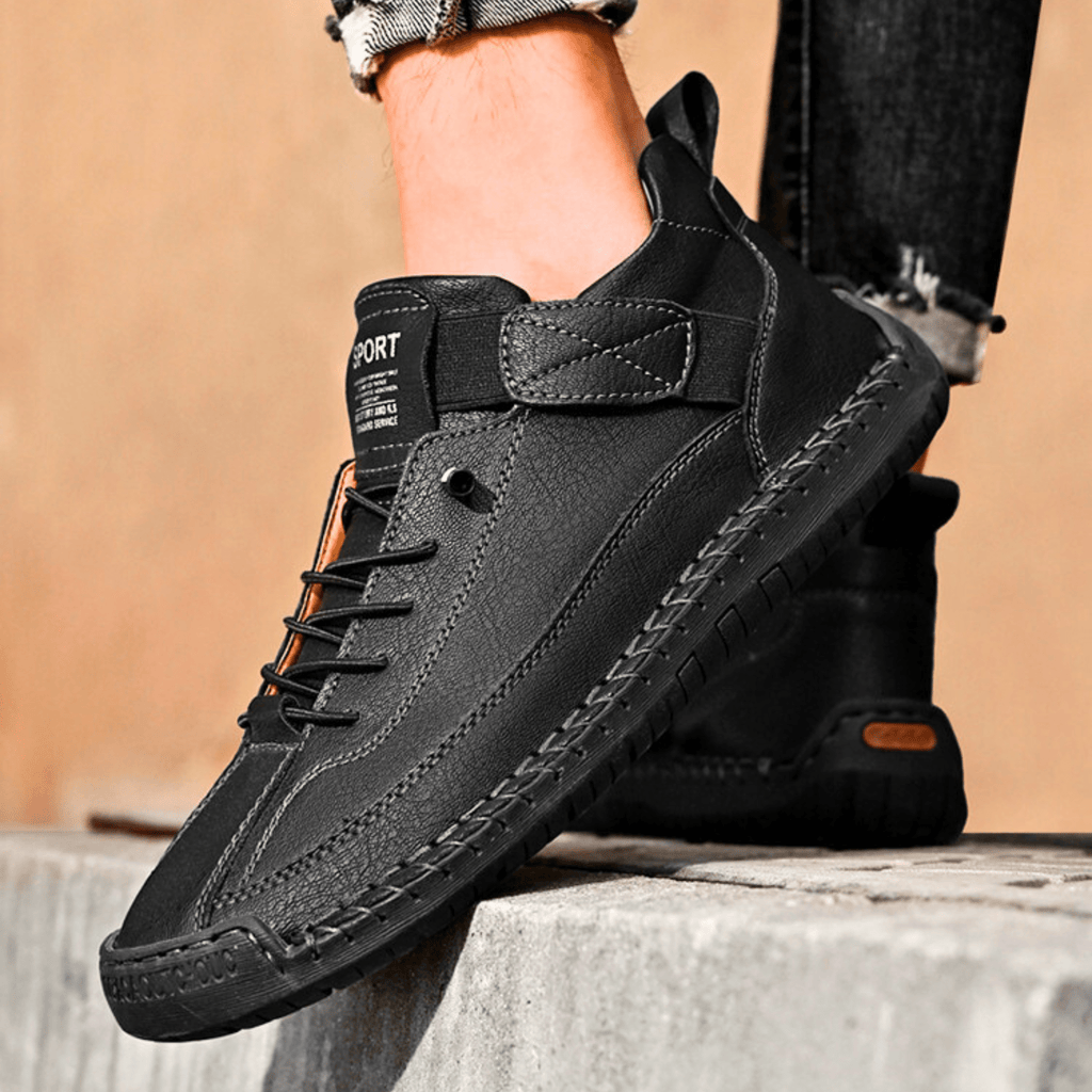 Casual Schuhe Herren schwarz mit Klettverschluss und Schnürung - 23 - Atelier-Zofia