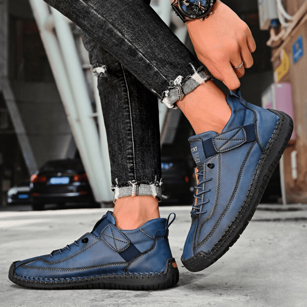 Casual Schuhe Herren schwarz mit Klettverschluss und Schnürung - 26 - Atelier-Zofia